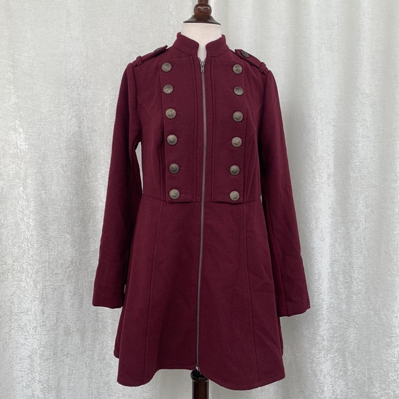 Torrid Burgundy Wool Blend Military Coat NWOT - Picture 5 of 16